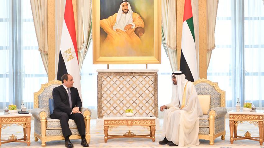 الرئيس عبد الفتاح السيسي يلتقي ولي عهد أبو ظبي بالعاصمة الإماراتية أبو ظبي