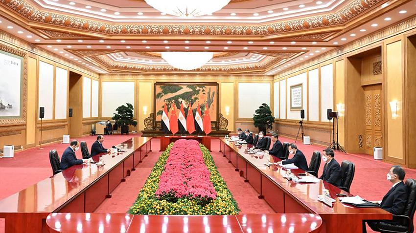 الرئيس عبد الفتاح السيسي يعقد مباحثات قمة مع الرئيس الصيني في قاعة الشعب الكبرى بمدينة بكين 05/02/2022