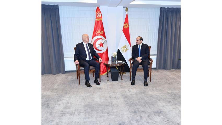 الرئيس عبد الفتاح السيسي يستقبل رئيس الجمهورية التونسية بمقر إقامته بالعاصمة البلجيكية بروكسل