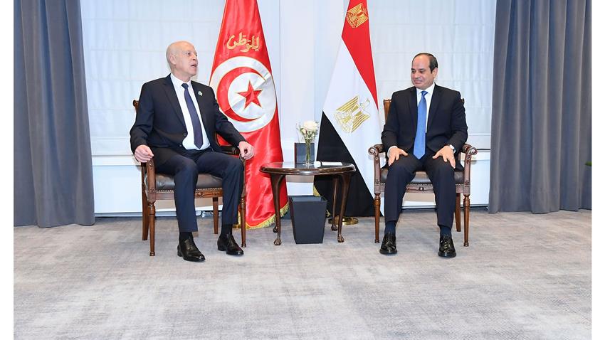 الرئيس عبد الفتاح السيسي يستقبل رئيس الجمهورية التونسية بمقر إقامته بالعاصمة البلجيكية بروكسل