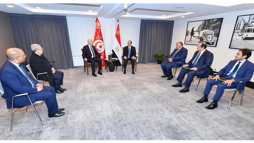 الرئيس عبد الفتاح السيسي يستقبل رئيس الجمهورية التونسية بمقر إقامته بالعاصمة البلجيكية بروكسل