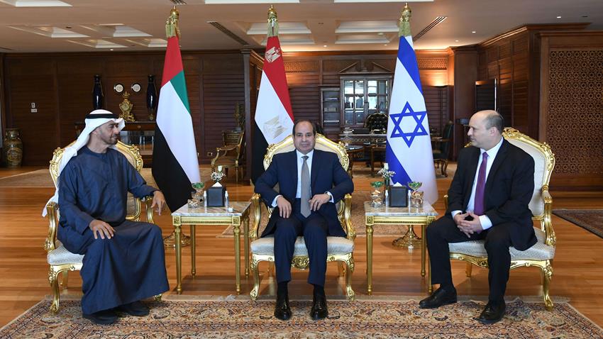 President El-Sisi Meets Crown Prince of Abu Dhabi and Prime Minister of Israel