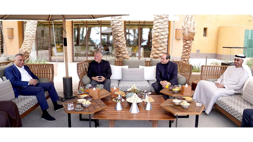 الرئيس عبد الفتاح السيسي يلتقي ملك الأردن وولي عهد أبو ظبي ورئيس وزراء العراق