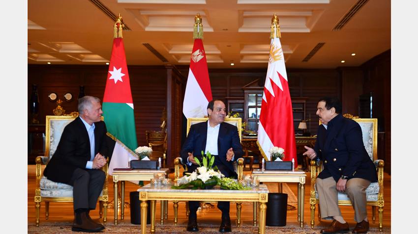 الرئيس عبد الفتاح السيسي يعقد قمة ثلاثية مع ملك البحرين وملك الأردن 19-06-2022
