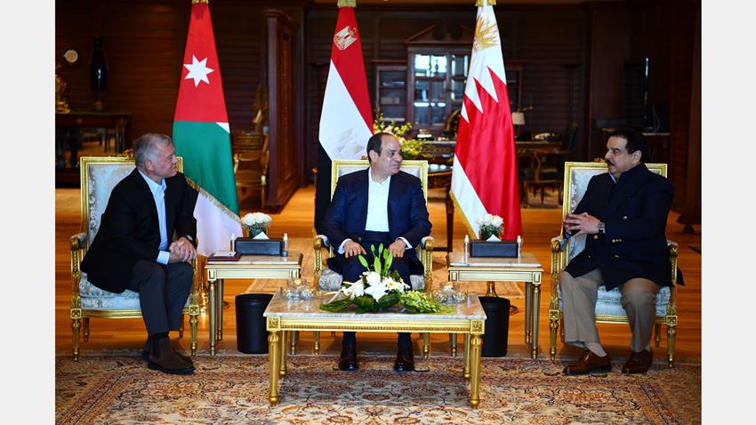 الرئيس عبد الفتاح السيسي يعقد قمة ثلاثية مع ملك البحرين وملك الأردن