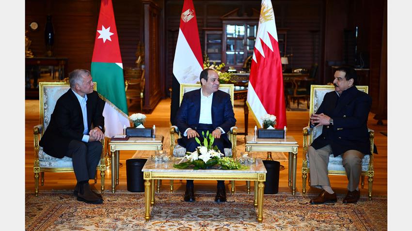 الرئيس عبد الفتاح السيسي يعقد قمة ثلاثية مع ملك البحرين وملك الأردن 19-06-2022
