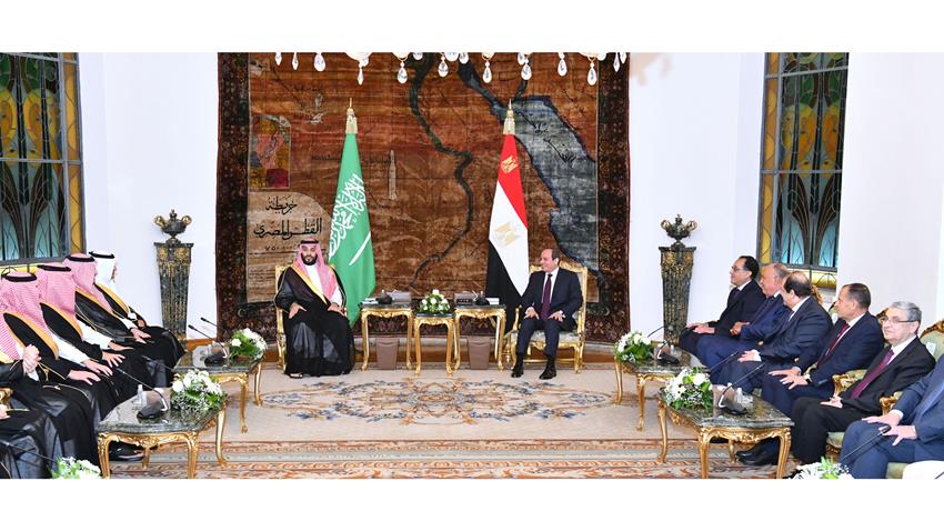 الرئيس عبد الفتاح السيسي يستقبل ولي عهد المملكة العربية السعودية بقصر الاتحادية