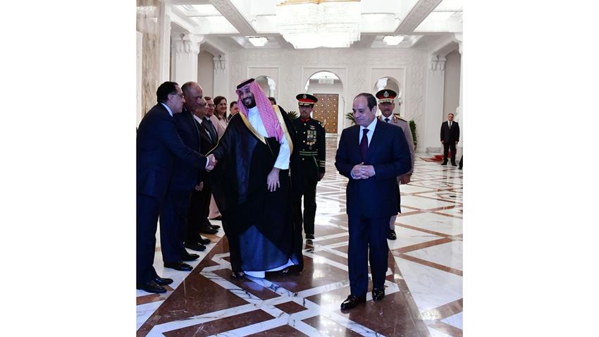 الرئيس عبد الفتاح السيسي يستقبل ولي عهد المملكة العربية السعودية بقصر الاتحادية