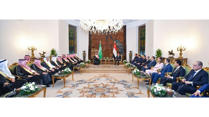 President El-Sisi Receives the Crown Prince of the Kingdom of Saudi Arabia at Ittihadia Palace
