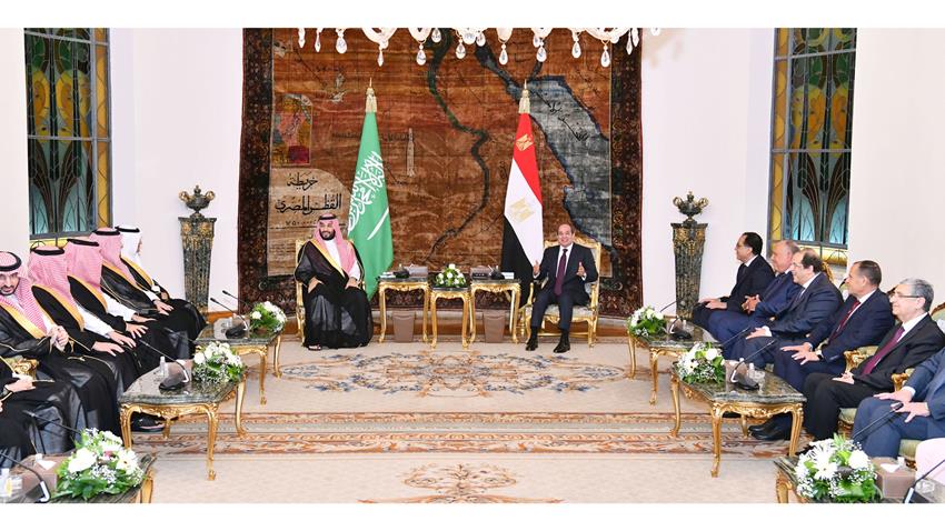 President El-Sisi Receives the Crown Prince of the Kingdom of Saudi Arabia at Ittihadia Palace
