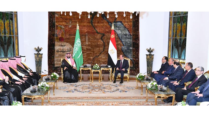 President El-Sisi Receives the Crown Prince of the Kingdom of Saudi Arabia at Ittihadia Palace