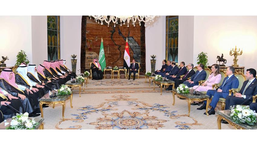 President El-Sisi Receives the Crown Prince of the Kingdom of Saudi Arabia at Ittihadia Palace