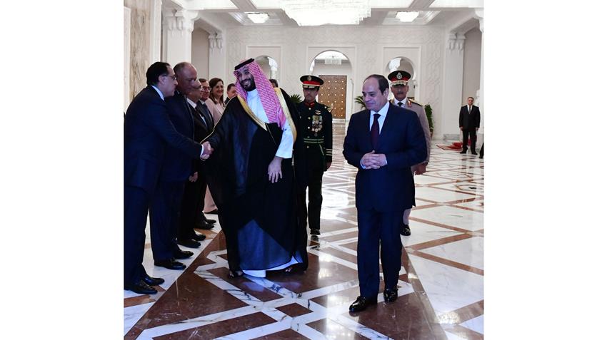 President El-Sisi Receives the Crown Prince of the Kingdom of Saudi Arabia at Ittihadia Palace