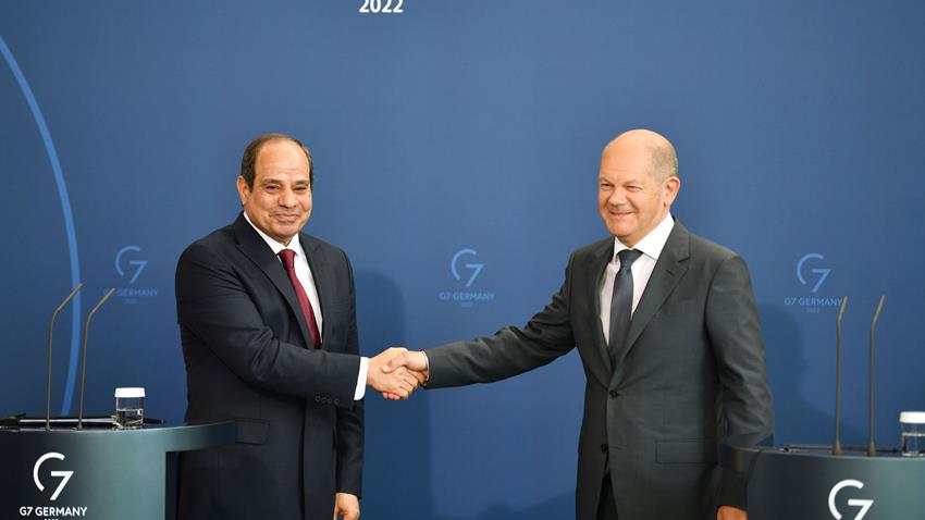 كلمة الرئيس عبد الفتــاح السيسي خلال المؤتمر الصحفي المشترك مع مستشار جمهورية ألمانيا الاتحادية 18/07/2022