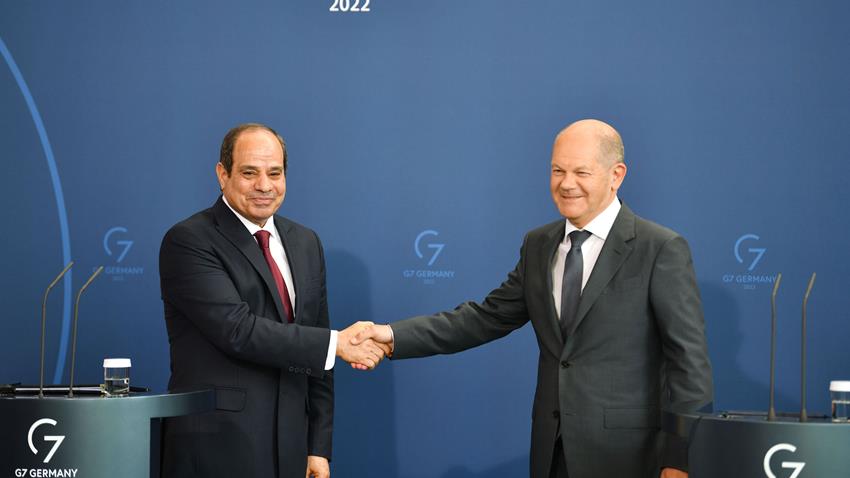 كلمة الرئيس عبد الفتــاح السيسي خلال المؤتمر الصحفي المشترك مع مستشار جمهورية ألمانيا الاتحادية 18/07/2022