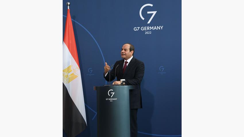 كلمة الرئيس عبد الفتــاح السيسي خلال المؤتمر الصحفي المشترك مع مستشار جمهورية ألمانيا الاتحادية 18/07/2022