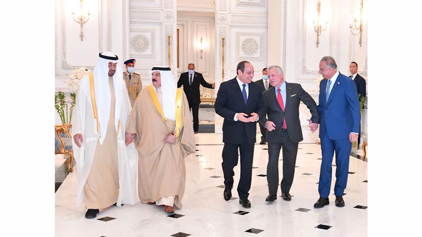 الرئيس عبد الفتاح السيسي بحضور رئيس الإمارات يستقبل كلًا من ملكي الأردن والبحرين ورئيس وزراء العراق