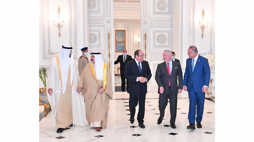 الرئيس عبد الفتاح السيسي بحضور رئيس الإمارات يستقبل كلًا من ملكي الأردن والبحرين ورئيس وزراء العراق