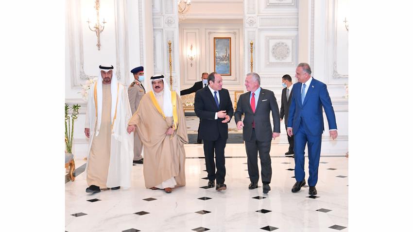 الرئيس عبد الفتاح السيسي بحضور رئيس الإمارات يستقبل كلًا من ملكي الأردن والبحرين ورئيس وزراء العراق