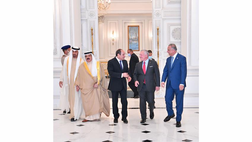 الرئيس عبد الفتاح السيسي بحضور رئيس الإمارات يستقبل كلًا من ملكي الأردن والبحرين ورئيس وزراء العراق