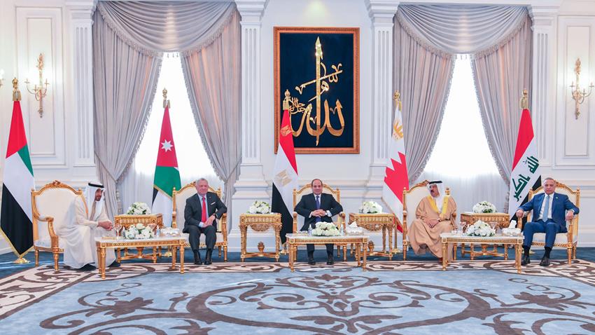 الرئيس عبد الفتاح السيسي بحضور رئيس الإمارات يستقبل كلًا من ملكي الأردن والبحرين ورئيس وزراء العراق