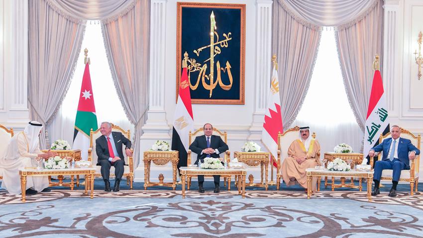 الرئيس عبد الفتاح السيسي بحضور رئيس الإمارات يستقبل كلًا من ملكي الأردن والبحرين ورئيس وزراء العراق