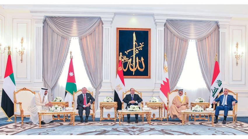 الرئيس عبد الفتاح السيسي بحضور رئيس الإمارات يستقبل كلًا من ملكي الأردن والبحرين ورئيس وزراء العراق