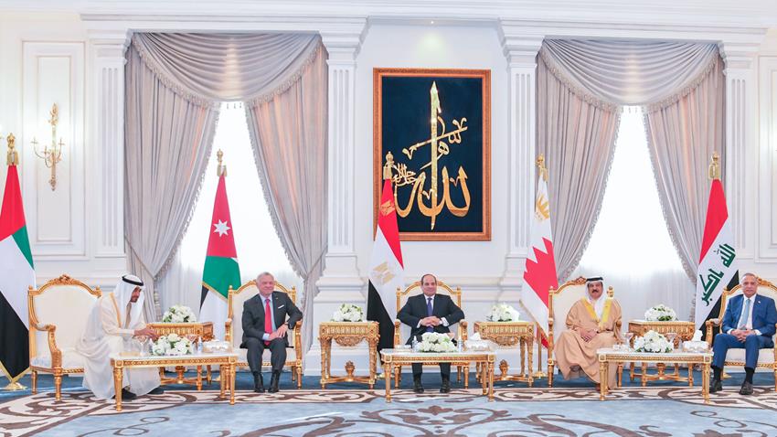 الرئيس عبد الفتاح السيسي بحضور رئيس الإمارات يستقبل كلًا من ملكي الأردن والبحرين ورئيس وزراء العراق