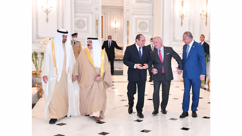 الرئيس عبد الفتاح السيسي بحضور رئيس الإمارات يستقبل كلًا من ملكي الأردن والبحرين ورئيس وزراء العراق
