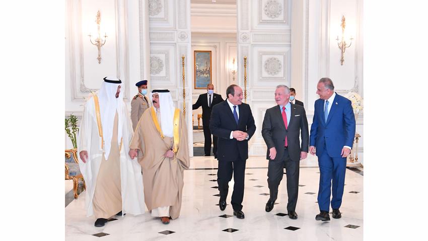 الرئيس عبد الفتاح السيسي بحضور رئيس الإمارات يستقبل كلًا من ملكي الأردن والبحرين ورئيس وزراء العراق