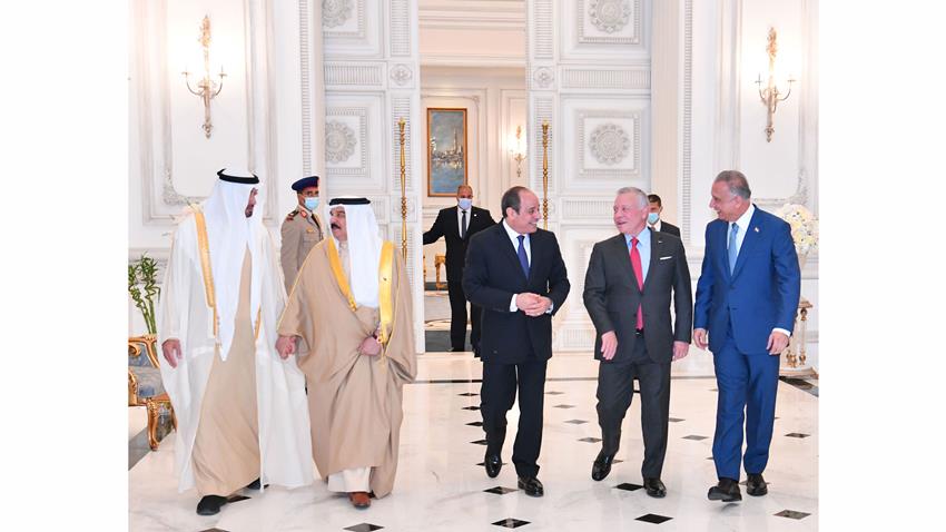 الرئيس عبد الفتاح يستقبل بمطار العلمين كلًا من ملك الأردن وملك البحرين ورئيس وزراء العراق 22/8/2022