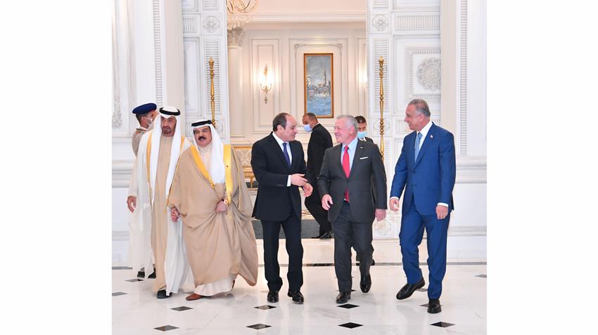 الرئيس عبد الفتاح يستقبل بمطار العلمين كلًا من ملك الأردن وملك البحرين ورئيس وزراء العراق 22/8/2022