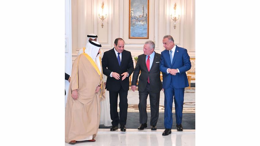 الرئيس عبد الفتاح يستقبل بمطار العلمين كلًا من ملك الأردن وملك البحرين ورئيس وزراء العراق 22/8/2022