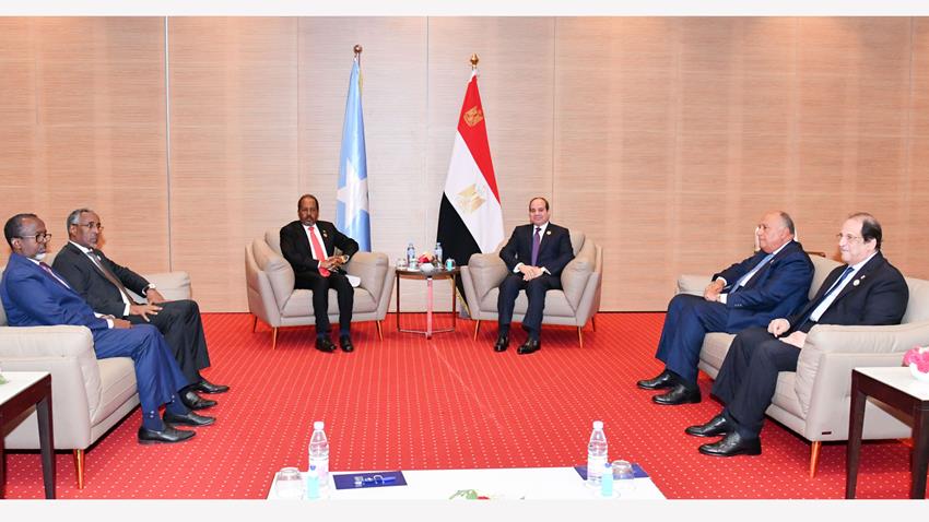 الرئيس عبد الفتاح السيسي يلتقي الرئيس الصومالي بالجزائر