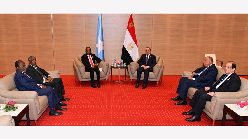 الرئيس عبد الفتاح السيسي يلتقي الرئيس الصومالي بالجزائر