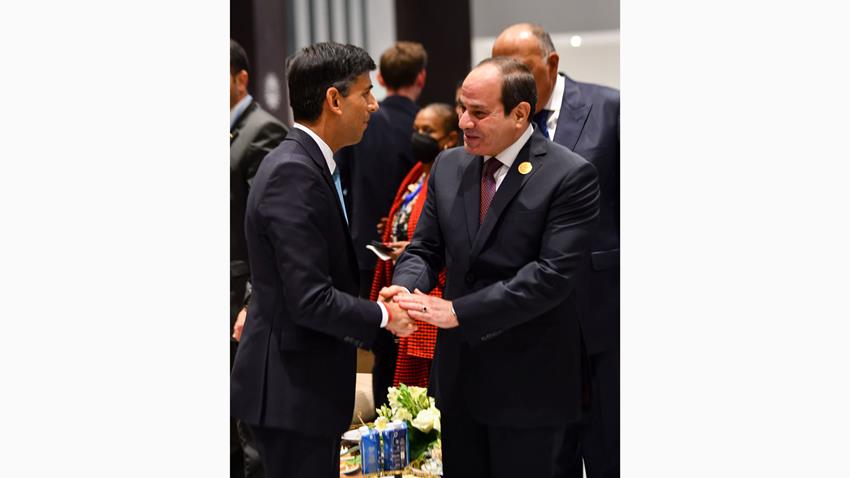 الرئيس عبد الفتاح السيسي يلتقي رئيس الوزراء البريطاني على هامش انعقاد القمة العالمية للمناخ "COP٢٧" 7-11-2022