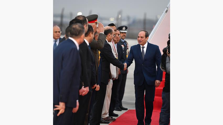 الرئيس عبد الفتاح السيسي يصل إلى العاصمة الهندية نيودلهي للمشاركة في احتفالات الهند بيوم الجمهورية