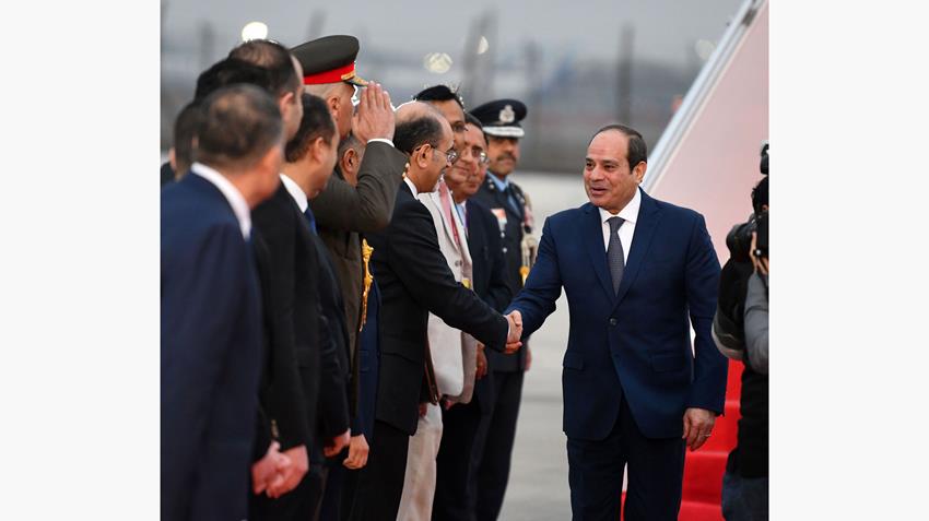 الرئيس عبد الفتاح السيسي يصل إلى العاصمة الهندية نيودلهي للمشاركة في احتفالات الهند بيوم الجمهورية