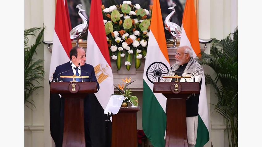 كلمة الرئيس عبــد الفتــاح السيسي خلال المؤتمر الصحفي مع رئيس وزراء الهند 25-1-2023
