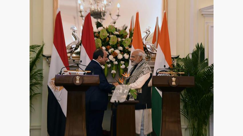 كلمة الرئيس عبــد الفتــاح السيسي خلال المؤتمر الصحفي مع رئيس وزراء الهند 25-1-2023