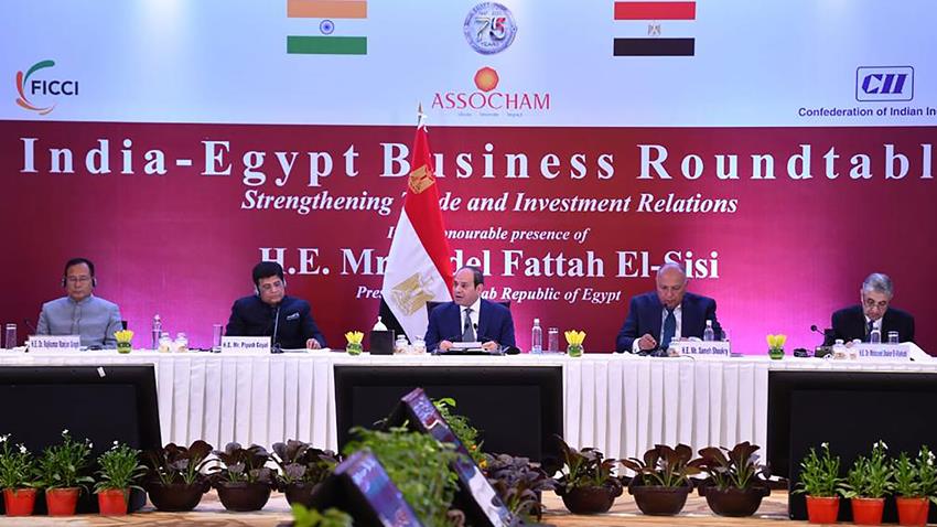 الرئيس عبد الفتاح السيسي يشارك في اجتماع موسع لرؤساء كبرى الشركات الهندية ورجال الأعمال الهنود 25-01-2023