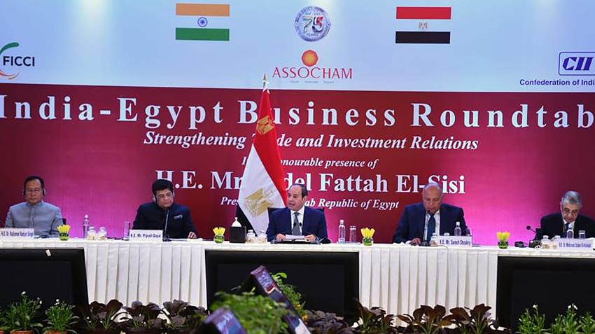 الرئيس عبد الفتاح السيسي يشارك في اجتماع موسع لرؤساء كبرى الشركات الهندية ورجال الأعمال الهنود 25-01-2023