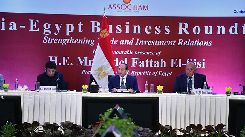 الرئيس عبد الفتاح السيسي يشارك في اجتماع موسع لرؤساء كبرى الشركات الهندية ورجال الأعمال الهنود 25-01-2023