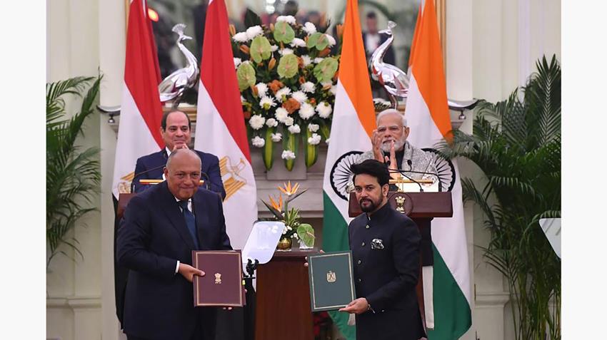 الرئيس عبد الفتاح السيسي يعقد جلسة مباحثات مغلقة مع رئيس وزراء الهند بنيودلهي 25-1-2025