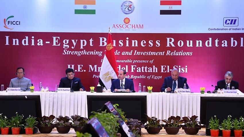 الرئيس عبد الفتاح السيسي يشارك في اجتماع موسع لرؤساء كبرى الشركات الهندية ورجال الأعمال الهنود 25-01-2023