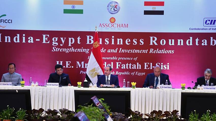 الرئيس عبد الفتاح السيسي يشارك في اجتماع موسع لرؤساء كبرى الشركات الهندية ورجال الأعمال الهنود 25-01-2023