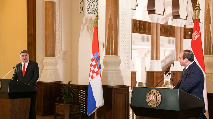 كلمة الرئيس عبد الفتاح السيسي خلال المؤتمر الصحفي المشترك مع رئيس جمهورية كرواتيا 06/02/2023