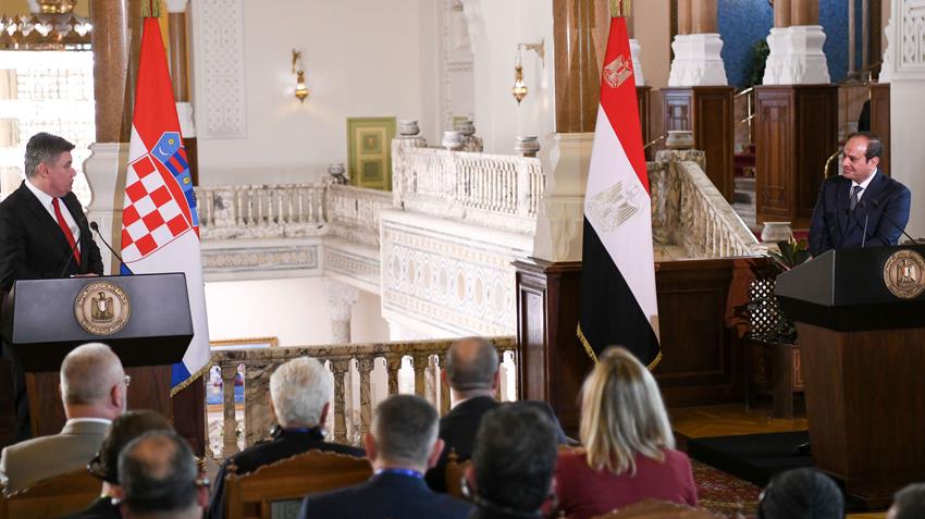 كلمة الرئيس عبد الفتاح السيسي خلال المؤتمر الصحفي المشترك مع رئيس جمهورية كرواتيا 06/02/2023