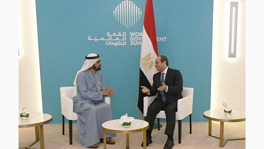 الرئيس عبد الفتاح السيسي يلتقي نائب رئيس دولة الإمارات رئيس مجلس الوزراء حاكم إمارة دبي