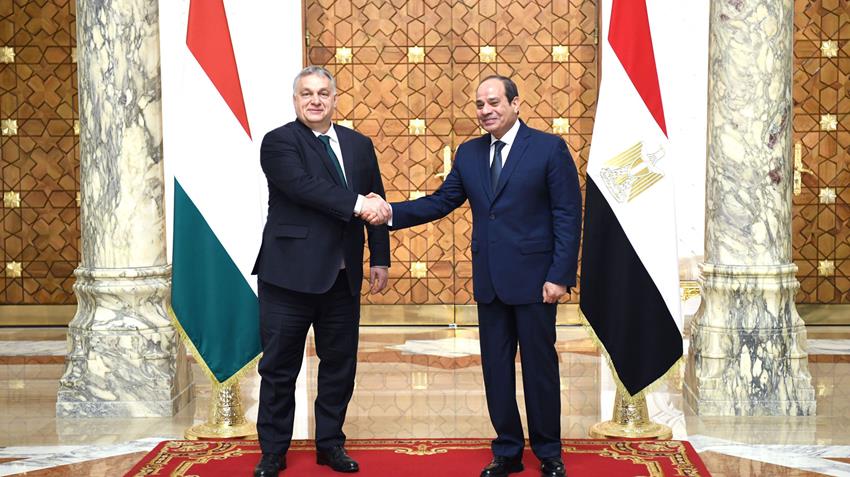 الرئيس عبد الفتاح السيسي يستقبل رئيس وزراء المجر بقصر الاتحادية